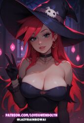 ai_assisted ai_generated big_breasts cartoon_network cleavage foster's_home_for_imaginary_friends frankie_foster halloween halloween_costume hi_res mature_female milf sadtomato witch witch_costume witch_hat