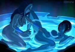 2d_nsfw abs avatar_legends avatar_the_last_airbender black_hair black_hair_female breasts brown_hair brown_hair_female hairbun katara nude_female the_legend_of_aang toph_bei_fong waterbending