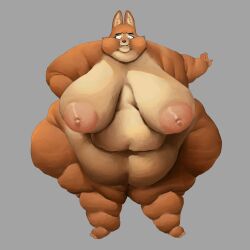 sykotikfuckerr diane_foxington dreamworks the_bad_guys furry 1girls anthro areolae belly chubby_cheeks double_belly double_chin deep_navel fangs fat_arms fat_face fat_feet fat_thighs fat_folds fat_hands leaning massive_ass massive_belly massive_breasts morbidly_obese navel nipples orange_fur piercing pierced_eyebrow solo solo_female ssbbw standing grey_background