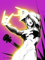 2d 5stargold athletic athletic_female breasts capcom female female_focus female_only hands_casting_shadow headwear headwear_only ingrid_(capcom) line_art meme navel nude nude_female nudity sketch small_breasts street_fighter street_fighter_6