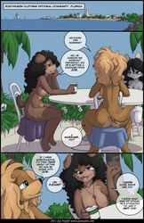 2011 anthro ass blonde_hair blue_eyes breasts brown_eyes canine comic dialog english_text feline female fur green_eyes hair jay_naylor mammal nipples nude open_mouth original_life_universe_(jay_naylor) penelope_weber rebecca_(jay_naylor) rodent tagme text trixie_(jay_naylor)