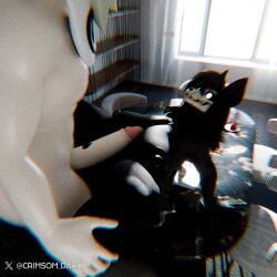 3d_(artwork) absurd_res big_breasts big_penis black_body blender_(artwork) blender_cycles_(artwork) bovid breasts canid canine canis caprine crimsomdark damian_(crimsomdark) day digital_media_(artwork) duo female genitals goat hi_res huge_filesize inside male male/female mammal masturbation nipples penis scp-1471-a scp-1471-a_(scrag) scp_foundation smile white_body white_eyes window wolf