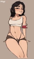pieck_finger attack_on_titan shingeki_no_kyojin jeteggs futa small_penis tiny_penis flaccid shorts short_shorts thong sitting pubes pubic_hair looking_up messy_hair tank_top crop_top armband thick_thighs thick_legs thick_lips medium_breasts slim_thick 1girls 1girl solo_focus solo futanari futa_only