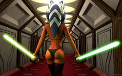 1girls 2014 3d ahsoka_tano alien ass bikini breasts clone_wars coruscant dat_ass female green_lightsaber jedi jedi_padawan kondaspeter large_breasts lightsaber orange_skin senate_building solo star_wars the_clone_wars:_season_four thighhighs togruta