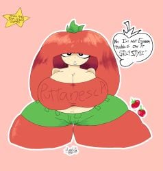 tomato_toppin toppin_gals_minus8 pizza_tower gijinka 1girls aaanarkia breasts big_breasts huge_breasts cleavage clothing clothed red_hair looking_at_viewer dialogue speech_bubble talking wide_hips thick_thighs thunder_thighs thunderthighs plant_girl 2026 ass big_ass huge_ass hyper hyper_ass talking_to_viewer