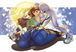 2girls big_ass capcom chun-li female ingrid_(capcom) krezniverse legs_apart sketch smile street_fighter street_fighter_6