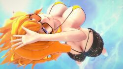 1girls 3d arm_above_head arm_up ass beach big_ass big_breasts blonde_hair busty butt_crack cleavage denim_shorts fat_ass female female_only from_above half-closed_eyes hi_res large_breasts legs logang45 long_hair looking_at_viewer ocean purple_eyes rwby sensual sexy sexy_pose shorts sideboob smile solo sunglasses thighs thong_bikini voluptuous water wet whale_tail yang_xiao_long yellow_bikini
