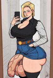 ai_generated android_18 big_ass big_balls big_breasts big_penis dragon_ball dragon_ball_z futanari gvukub huge_balls huge_cock selfie thick_thighs
