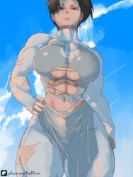1girls abs anissa big_breasts blue_eyes brown_hair clothed clothing color duffmox female female_focus female_only fit_female hi_res huge_breasts invincible large_breasts light-skinned_female light_skin massive_breasts muscles muscular muscular_arms muscular_female muscular_legs muscular_thighs ripped_clothing short_hair solo solo_female tagme thick_thighs viltrumite viltrumite_uniform