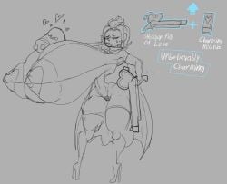 1girls 2025 areola areolae ass big_areola big_breasts breasts bullet_kin cape curvaceous curvy curvy_figure enter_the_gungeon female female_focus game_mechanics gigantic_breasts gravity_defying_breasts grey_background gun hearts_around_head holding_gun holding_weapon hourglass_figure huge_breasts hyper hyper-thin_waist hyper_breasts impossible_clothes large_breasts looking_at_self nipples shrumblegumble solo solo_focus the_hunter_(enter_the_gungeon) thigh_boots thin_waist top_heavy worried