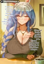 1girl 1girls ai_generated animal_ears b34sty_0 big_boobies big_boobs big_breasts big_tits big_titties black_sweater blue_hair blush boobs braid braided_hair breasts bunny_ears cafe closed_mouth coffee day daylight ears eyes hair hand_on_chest hand_on_own_chest hand_on_table hololive hololive_advent hololive_japan large_boobies large_boobs large_breasts large_tits large_titties looking_at_viewer multicolored_hair necklace orange_eyes patreon pekomama single_braid sitting smile staring_at_viewer sweater table tits virtual_youtuber vtuber watermark white_ears white_hair