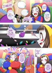 alternate_body_type alternate_breast_size breast_expansion brown_hair comic huge_breasts jax_(the_amazing_digital_circus) kinger_(the_amazing_digital_circus) neocoill pomni_(the_amazing_digital_circus) the_amazing_digital_circus unusual_pupils white_skin