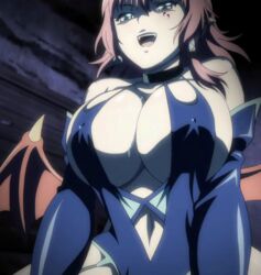 2012 animated animated_gif anime_screencap big_breasts bouncing_breasts breasts cleavage collar cum cum_on_breasts curvy demon_girl demon_wings earring erect_nipples fangs female garter_belt hetero high_resolution huge_breasts kyonyuu_fantasy majin_(company) majin_label monster_girl naughty_face ova pointy_ears red_hair saliva screencap screenshot sex shamsiel shamsiel_shahar stitched succubus succubus_outfit succubus_wings waffle wide_hips wings yellow_eyes