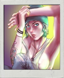 renx female solo blue_hair breasts big_breasts nipples nipple_slip chloe_price life_is_strange 2015 1girls