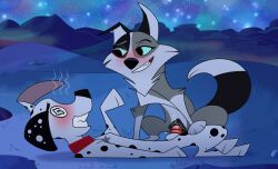 101_dalmatian_street 101_dalmatians animal_genitalia animal_penis animal_vulva black_body black_ears black_fur black_spots blue_sclera bodily_fluids border_collie canid canine canine_genitalia canine_penis canine_vulva canis collie confident_female cowgirl_position cum cum_in_vagina cum_inside cumshot dalmatian dazed disney distractingdizzy domestic_dog duo dylan_(101_dalmatians) ejaculation female female_penetrated feral floppy_ears from_front_position fur genital_fluids genitals grey_body grey_fur herding_dog heterochromatic_ears hi_res male male/female male_penetrating male_penetrating_female mammal markings night on_bottom on_top outside pastoral_dog penetration penis sex sheepdog spots spotted_body spotted_fur summer_(101_dalmatians) vulva white_body white_fur white_spots