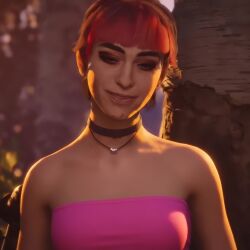 ai_assisted dyed_hair female_only female_solo lost_records:_bloom_&_rage mod nora_malakian only_female pink_top pink_topwear screencap screencap_edit screenshot screenshot_edit sling_bikini sling_swimsuit slingshot_bikini slingshot_swimsuit solo solo_female strapless strapless_top strapless_topwear teenage_girl teenager video_games videogame