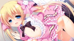 2boys amai_ichigo anal arched_back blonde_hair blush bow censored clothing crossdressing cum cum_while_penetrated dress dress_lift erect_while_penetrated erection femboy frontwing game_cg gay girly male_only multiple_boys nanaka_mai open_dress open_mouth panties ribbon sex tagme thighhighs trap yaoi