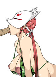 areola areola_slip big_breasts bikini erect_nipples fellatio fox_mask hair kitsune_mask kunimitsu mask namco nipples oral penis pink_hair simple_background solo_focus swimsuit tekken tekken_1 tekken_2 tekken_tag_tournament tekken_tag_tournament_2 tied_hair tobogi tongue twintails veiny_penis watermelon_bikini watermelon_print