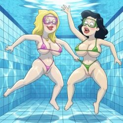 20th_century_studios 2girls ai_generated american_dad disney drowning female female_only francine_smith lesbian peril rule_63 sexfightfun stan_smith underwater underwater_peril wedgie