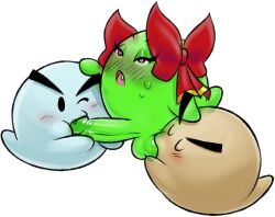 2023 4chan_anon ahegao ball_suck balls big_penis blush blush_lines bodily_fluids boo_(mario) bow_ribbon brown_body crossgender digital_media_(artwork) dot_eyes erection eye_roll eyebrows eyelashes eyes_closed fellatio floating ftg_crossgender fti_crossgender genitals ghost ghost_tail green_body grey_body group group_sex gynomorph gynomorph/male gynomorph_on_top gynomorph_penetrating gynomorph_penetrating_male half-closed_eyes hand_on_head head_bow heart_eyes heart_symbol intersex intersex/male intersex_on_top intersex_penetrating intersex_penetrating_male lady_bow lidded_eyes looking_pleasured male male_on_bottom male_penetrated mario-grant mario_bros narrowed_eyes nintendo on_bottom on_top one_eye_closed one_fang open_mouth oral paper_mario penetration penile penis red_bow saliva saliva_on_balls saliva_on_penis sex simple_background simple_eyes sphere_creature spirit sucking sweat sweatdrop thick_eyebrows threesome translucent translucent_body trio white_background