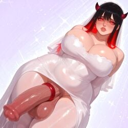 1futa 2d ai_generated balls big_balls big_breasts big_penis breasts busty cock curvaceous curvaceous_figure curvy curvy_body curvy_figure curvy_futa curvy_hips dick dickgirl futanari intersex penis quantrup solo solo_futa toned_futa horsecock_futanari wedding_dress cock_ring demon succubus