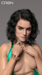 crbn-3d female solo celebrity real_person actress breasts sideboob areolae areola_slip daisy_ridley 1girls 3d alternate_version_at_source