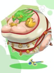 air_puff alternate_version_available body_inflation breast_expansion breast_inflation breasts creaking female floating full_body_inflation goddess green_hair huge_breasts inflation kid_icarus kid_icarus_uprising palutena panties spherical_inflation sunken_head tagme