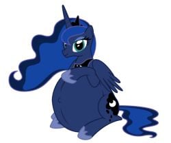 anthro anthro_female blue_fur enjoying_pregnancy hasbro horse horse_girl hyper_pregnancy my_little_pony pregnancy pregnant pregnant_anthro pregnant_belly pregnant_female princess_luna_(mlp)