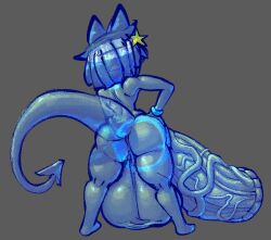 2025 absurd_res accessory anthro balls big_balls big_penis bitwily blue_balls blue_body blue_ears blue_hair blue_penis bracelet butt cock_ring demon felid feline genitals ghost glistening glistening_body grey_background hair hi_res huge_balls huge_penis hybrid hyper hyper_balls hyper_genitalia hyper_penis jewelry kai_(bitwily) male mammal nude_anthro nude_male penis penis_accessory penis_jewelry rear_view simple_background solo spade_tail spirit star tail thick_thighs translucent translucent_body vein veiny_penis