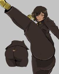 1girl 1girls ass ass_bigger_than_head ass_focus ass_visible_through_clothes big_ass black_hair female female_focus female_only limbus_company massive_ass outis_(limbus_company) project_moon ripped_clothes ripped_clothing ripped_pants short_hair solo solo_female solo_focus tagme thick thick_ass thick_hips thick_legs thick_thighs thighs tight_anus tight_clothing tight_pussy tights tsutsunotsumi
