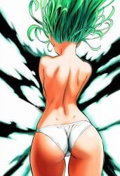 1girls accurate_art_style ai_generated ass ass_focus aura back back_view bare_arms bare_back bare_legs bare_shoulders bare_thighs clothing cowboy_shot curly_hair dimples_of_venus energy facing_away female female_focus female_only floating_hair from_behind glowing_body green_hair high_resolution highres light-skinned_female light_skin line_art manga_style median_furrow medium_ass medium_hair murata_yuusuke_(style) narrow_waist official_style one-punch_man panties pantsu partially_clothed petite psychic round_ass shiny_skin short_hair shoulder_blades simple_background solo solo_focus standing tatsumaki telekinesis thigh_gap thighs topless torn_clothes underwear underwear_only white_background white_panties