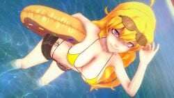 1girls 3d beach big_breasts blonde_hair busty butt_crack cleavage denim_shorts female female_only from_above hi_res large_breasts leaning_forward legs logang45 long_hair looking_at_viewer navel ocean purple_eyes rwby seductive seductive_look seductive_smile sensual sexy sexy_pose shorts sideboob smile solo sunglasses_on_head thighs thong_bikini voluptuous water wet whale_tail yang_xiao_long yellow_bikini