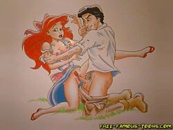 ariel breasts clothes disney disney_prince disney_princess female free-famous-toons human kneeling male nipples penis prince_eric pussy sex side_view straight straight_hair the_little_mermaid unshaved_pussy