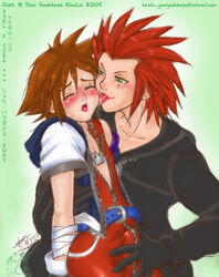 2005 2boys axel_(kingdom_hearts) bondage bulge clothed disney gay kingdom_hearts licking male male_only multiple_boys nobody_(kingdom_hearts) red_hair sora_(kingdom_hearts) square_enix undressing yaoi yaoi_goddess_keale