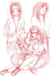 chiba_toshirou female haku_(naruto) husband_and_wife kurenai_yuhi naruto naruto_(classic) rule_63 sarutobi_asuma sketch straight_hair yuuhi_kurenai