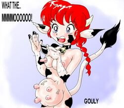 1girls bovid bovine bovine_humanoid cow cow_ears cow_girl cow_horns female female_only gouly ranma-chan ranma_1/2 ranma_saotome solo transformation udders what