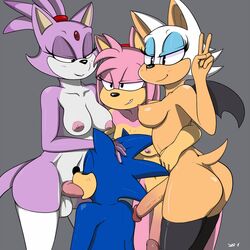 1boy 3futas amy_rose black_legwear blaze_the_cat blue_fur breasts closed_eyes devo87 dickgirl fellatio full-package_futanari furry futa_on_male futanari hand_on_another's_head hedgehog intersex male_sucking_futa malesub mammal nude oral rouge_the_bat sonic_(series) sonic_the_hedgehog white_legwear