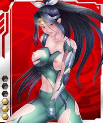 00s 1girls bodysuit breasts card_(hr) card_(medium) card_(red-hr) female female_focus green_eyes high_ponytail large_breasts lilith-soft official_art ponytail solo tagme taimanin_(series) taimanin_asagi taimanin_asagi_battle_arena taimanin_asagi_battle_arena_all_card_gallery taimanin_asagi_kessen_arena torn_clothes yubashiri_hayate zol