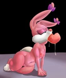 anthro babs_bunny blue_eyes cum erection fellatio female fur furry hair humanoid_penis lagomorph lips looney_tunes male mammal nude oral oral_sex orgasm paws penis pink_fur plain_background pussy rabbit ribbons saran-rape sex short_hair tiny_toon_adventures toes uncensored warner_brothers