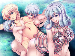 1boy 3girls character_request dieselmine femdom game_cg monster_girl multiple_girls okasare_yuusha okasare_yuusha_v tagme