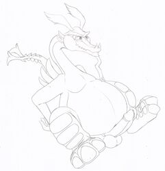 3_toes balls beard belly big_belly chubby dragon erection facial_hair goatee horn male_only neenya nintendo overweight penis plain_background scalie sketch the_legend_of_zelda the_wind_waker toes valoo white_background wind_waker wings