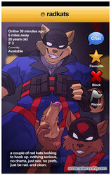 anthro artdecade balls chance_furlong duo feline grindr jake_clawson male mammal penis razor_(character) swat_kats t-bone yaoi