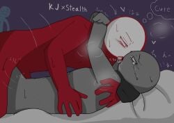 bedroom deep_kissing drool kissing kj kj_(stickman) male_only stickman