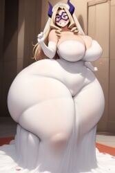 ai_generated cameltoe gigantic_ass goldencum34 looking_at_viewer massive_ass massive_breasts massive_butt massive_hips massive_thighs mount_lady my_hero_academia thick_thighs wedding_dress wide_hips yuu_takeyama