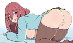 1girls bent_over cremanata nakano_miku shy the_quintesstential_quintuplets