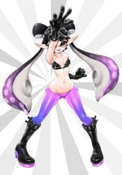 boots breasts callie_(splatoon) cameltoe gloves inkling inkling_girl koharuno2 medium_breasts navel skimpy_clothes splatoon splatoon_(series) squid_sisters squid_sisters_(splatoon) tagme tentacle_hair tongue