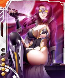 breasts hair kagami knife koukawa_oboro large_breasts long_hair mask pink_hair tagme taimanin_(series) taimanin_asagi_battle_arena taimanin_asagi_battle_arena_all_card_gallery torn_clothes