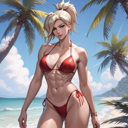 ai_generated angela_ziegler beach bikini blonde_female fit_female mercy