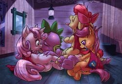 1boy 3girls absurdres apple_bloom_(mlp) computer_olympics cowgirl_position cub cub_on_cub cutie_mark_crusaders dragon equine female female_cub female_feral feral feral_harem fisting foursome french_kiss friendship_is_magic group group_sex harem highres horn horse kissing male male/female male_cub mammal my_little_pony on_top orgy pegasus penis pony pussy pussy_juice scootaloo_(mlp) sex spike_(mlp) spike_gets_all_the_mares straddling straight sweetie_belle_(mlp) unicorn vaginal_penetration wings young