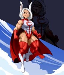 1girls abs blood boku_no_hero_academia boots bunny_ears bunny_girl cape cosplay crossover crossover_cosplay dark-skinned_female dark_skin female_only image_comics invincible leotard long_hair long_hair_female miruko muscles muscular muscular_female my_hero_academia omni-man_(cosplay) rabbit_ears rabbit_girl rakoongrey red_eyes short_hair short_hair_female solo solo_female solo_focus superhero superhero_costume superheroine tagme thick_thighs